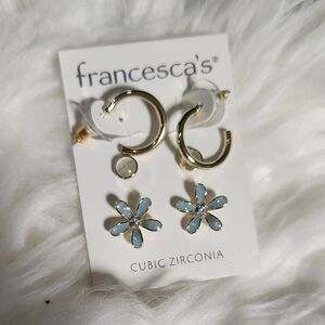 Francesca's Collections Gold and Blue Earrings Set